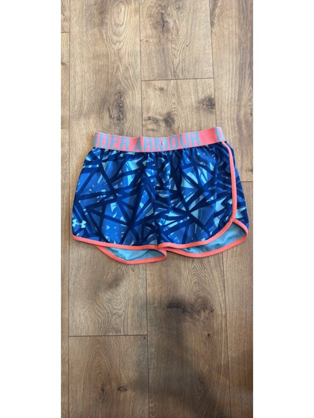 Bright blue and orange under armour girls shorts